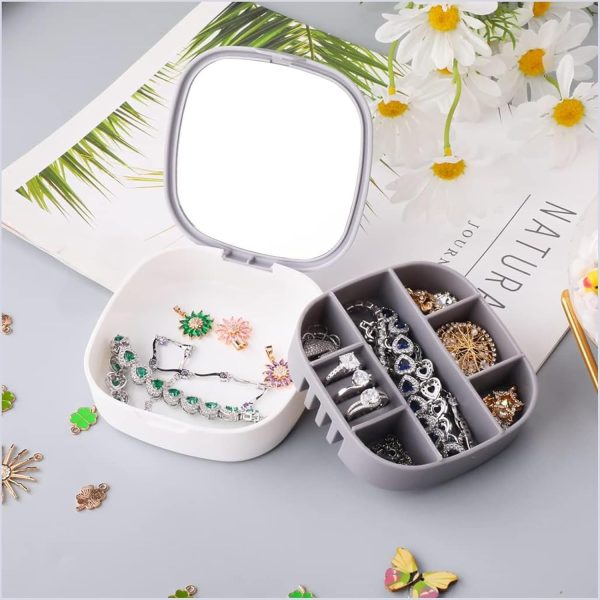 Small Jewellery Box, Jewellery Box, Portable Jewellery Box, Girls' Earrings, Cut Necklace Box, Can Be Placed in the Bag of the Bag at Home (Pink Or Silver Colors) (Random Colors) - Image 3