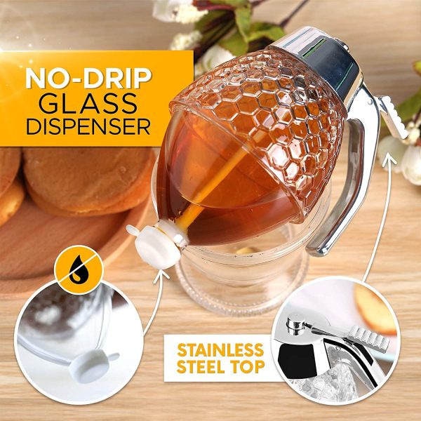 Honey Dispenser Juice Syrup Pot Jar For Storage | Easy-Pour Honey & Syrup Dispenser Jar 200ml - Image 2