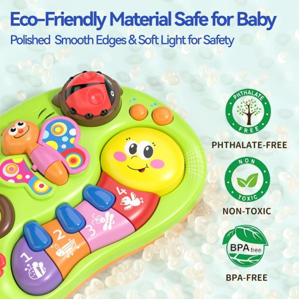Smiley Piano For Baby - Baby Musical Keyboard Development Toys Newborn Interactive Early Education Piano Toy with Light Up and Music for 6 to 12 Months Infant & Toddler Boys and Girls - Random Color - Image 3