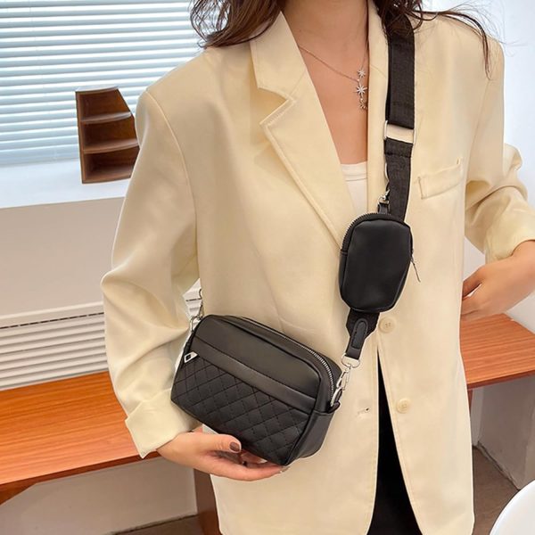 Stylish Girl's Convertible Crossbody Bag - Fashion Handbags for Ladies PU Leather Polyester Waterproof Shoulder Bags With Change Purse Trending Travel Crossbody Bag - 1 Pc, Black PU Leather - Image 9