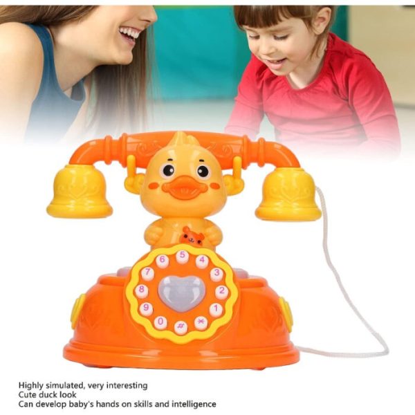Corded Landline Duck Shape Telephone Toy with Lights & Music For Kids  - Image 6