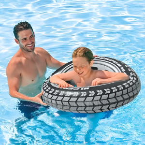 Intex Giant Tire Tube 36 Inch Swim Ring For Summer | Swimming Pool Tube for Kid's | Big Size Cool Black Wheel Tire Men Swimming Ring 