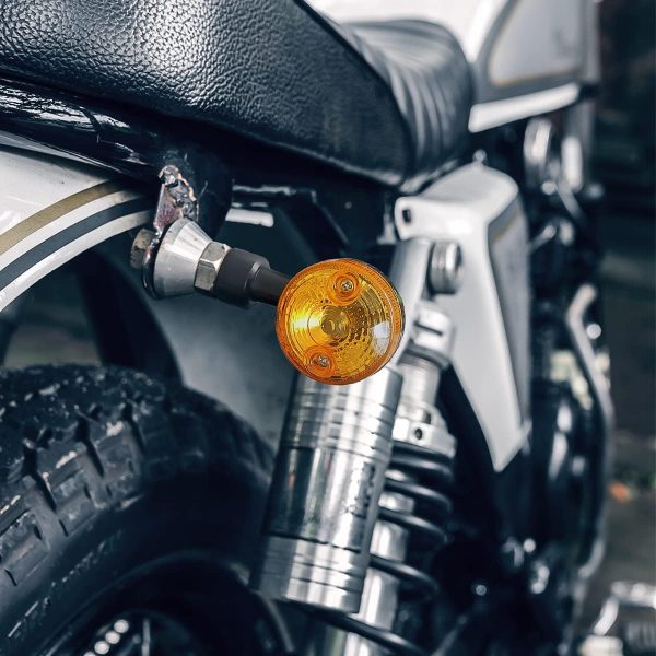 Pack of 4 Universal Motorcycle Turn Signal Indicators | Amber Isharay Lights | Round Fit for 70cc & 125cc Bikes - Image 9
