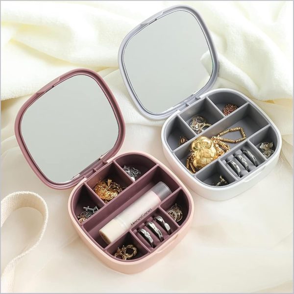 Small Jewellery Box, Jewellery Box, Portable Jewellery Box, Girls' Earrings, Cut Necklace Box, Can Be Placed in the Bag of the Bag at Home (Pink Or Silver Colors) (Random Colors) - Image 6
