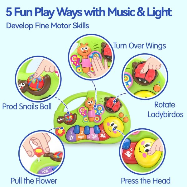 Smiley Piano For Baby - Baby Musical Keyboard Development Toys Newborn Interactive Early Education Piano Toy with Light Up and Music for 6 to 12 Months Infant & Toddler Boys and Girls - Random Color - Image 5