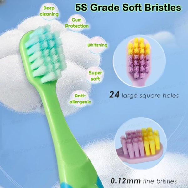CHOFN Kids Toothbrush Set (3–12 Years) – Soft Bristles with Toy Car (Random Designs) - Image 5