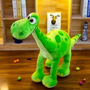 Green Collar Dinosaur Stuffed Toy – Soft Plush Dinosaur Doll for Kids, Toddlers & Babies – Cute Cartoon Dino with Green Neck Scarf – Perfect for Snuggling, Gifting & Nursery Decor