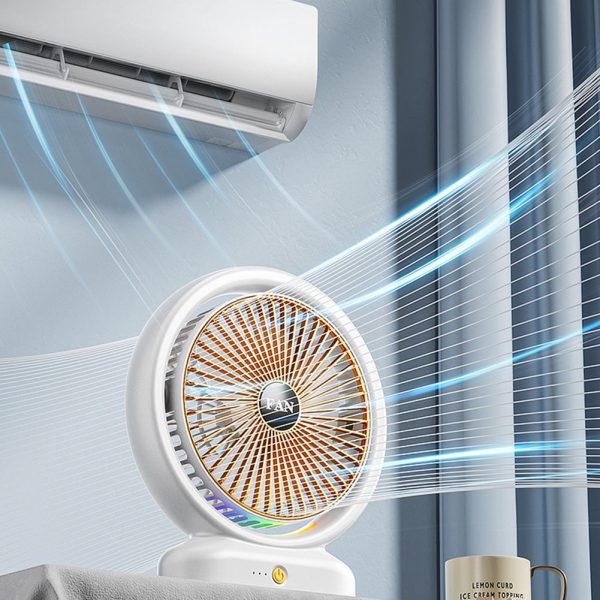 Desktop Fan Rechargeable, Mini Table Fan, Powerful Electric Fan with  Adjustable Wind Speeds, Portable USB Fan for Home Office and Outdoors | Three-Speed Mini Desktop Fan with Colorful LED Lights – USB & Battery Powered - Random Color  - Image 12