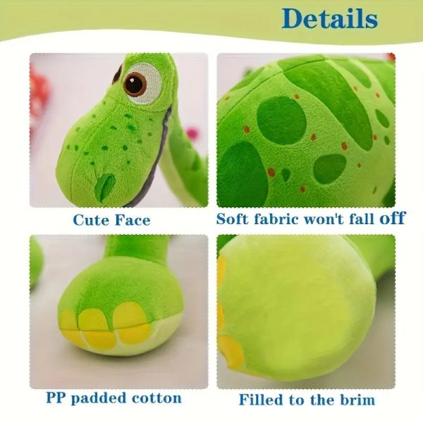 Green Collar Dinosaur Stuffed Toy – Soft Plush Dinosaur Doll for Kids, Toddlers & Babies – Cute Cartoon Dino with Green Neck Scarf – Perfect for Snuggling, Gifting & Nursery Decor - Image 3