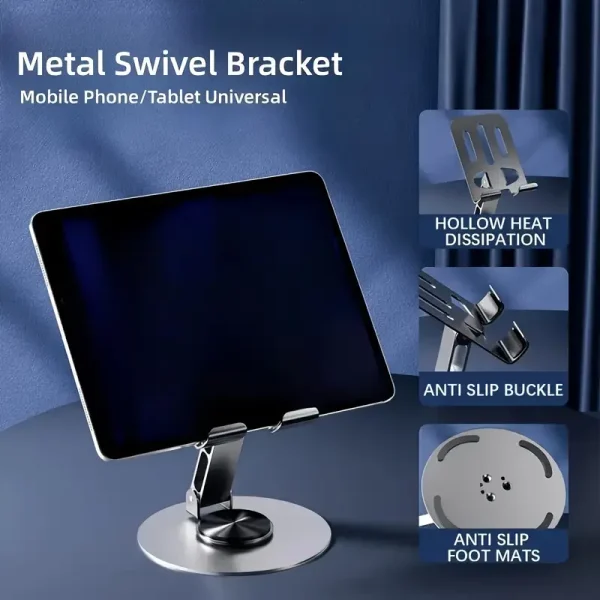 Mobile Stand - Mobile Phone Holder Broadcast Mobile Phone Holder 360 Degree Rotation Adjustment Folding Lazy Tablet Desktop Mobile Phone Holder - Stainless Steel - Random Color - Image 11