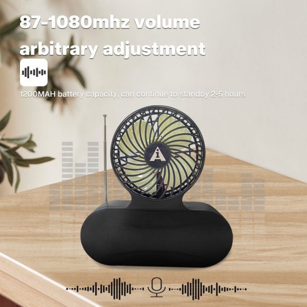Solar fan Bluetooth speaker | Wireless outdoor portable With  blowing flashlight | Listening to music Support TF card U disk FM radio TWS interconnection - Image 6