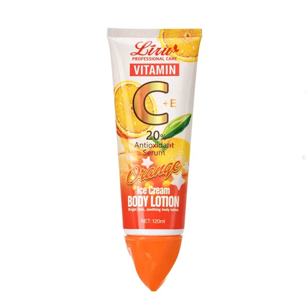 Liru Vitamin C + E 20% Antioxidant Serum Body Lotion – Orange Ice Cream Formula for Bright & Soothing Skin (120ML) - Without Box - Image 7
