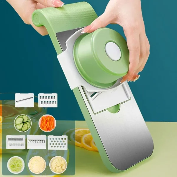 Multifunctional Vegetable Cutter Grater For Vegetables Slicers - Shredders Peeler Carrot Fruit Vegetable Cutting Kitchen Tool - 05 Blades Vegetable Cutter ( Random Colors)