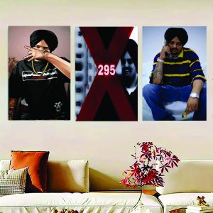set of 3 sidu moosewala wooden canvas frames for wall decore / sticky phototiles frames