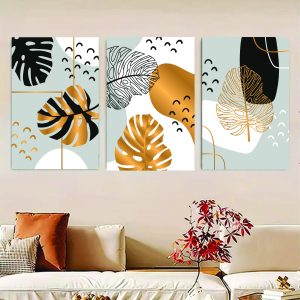 Set Of 3 Flower Sticky Canvas Phototiles Frame For Wall, Home Decor