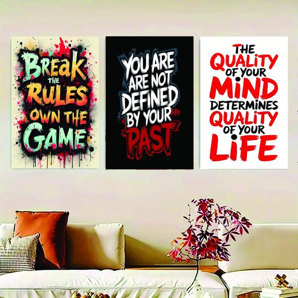 Set Of 3 Motivational Sticky Canvas Frames For Wall Decore / Sticky Phototiles