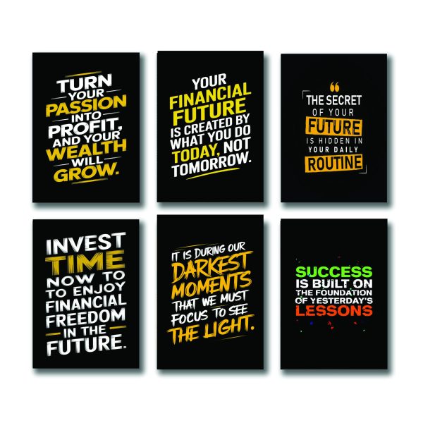 Set Of 6 Motivational Sticky Canvas Frames For Wall Decore / Sticky Phototiles