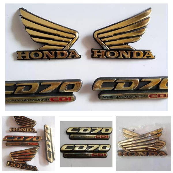 4-Piece Tenki & Tappa Monogram Set for CD70 – Universal Honda Style Badges | Best Quality Mono Set 