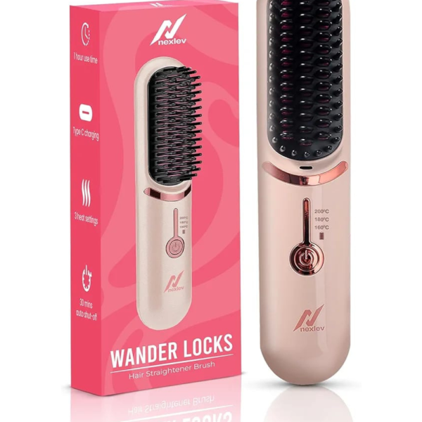 Compact and Portable Hair Styling: Nexlev HSB-04 Cordless Hair Straightener Brush - Image 3