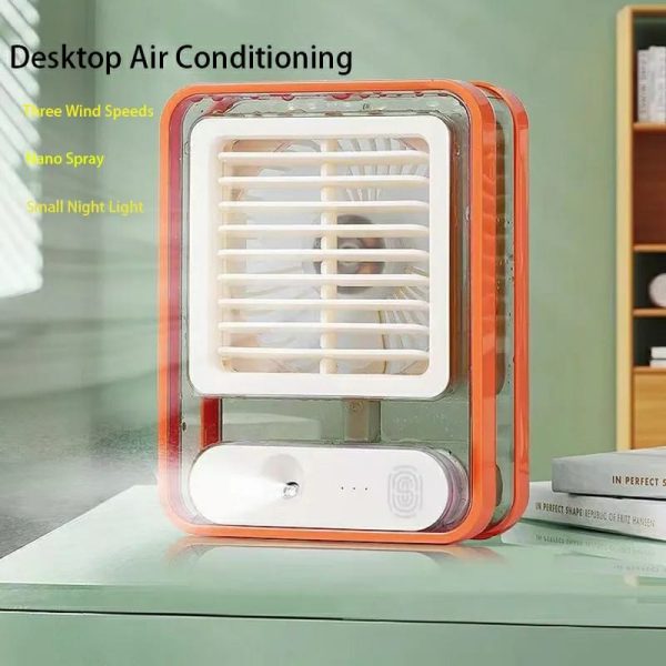Portable Desktop Air Conditioner USB Mini Air Cooler Fan Water Cooling Fan with 3 Speed Spray Humidifier Purifier for Car Home Rechargeable - Image 3