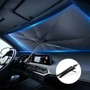 Car Umbrella Sunshade Car Windshield Sun Shade Umbrella, Sun Visor Protector, Foldable Front Window Sunshade Umbrella, Heat Insulation Protection ( Without Box )