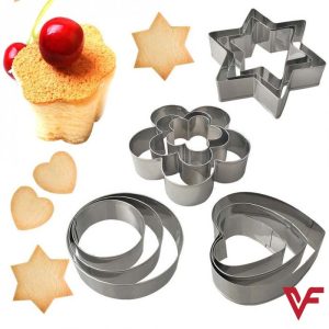 12-Piece Stainless Steel Cookie Cutter Set – DIY Baking Molds in Star, Heart & Various Shapes – Multi-Purpose Kitchen Tools for Cookies, Cakes, Fried Eggs & More