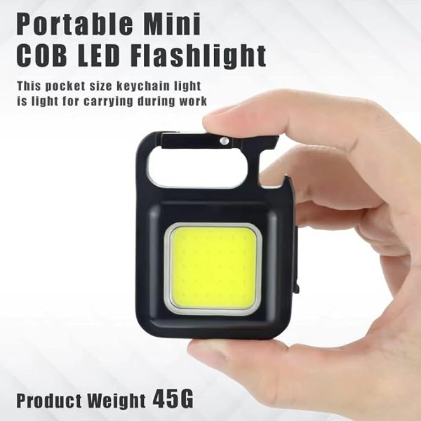 Rechargeable Key-Chain Mini Cob LED Flashlight | LED Flashlight Key-Chain With Bottle Opener ( Black Color )