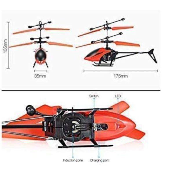 Infrared Induction LED Helicopter – Hand Sensor Controlled, Rechargeable Flying Toy | Helicopter For Children | Toy For Baby - Random Color - Model: JQ-1111 - Image 4