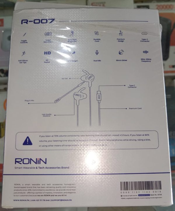Ronin R-007 TYPE-C Gaming Handsfree | Dual Microphone Setup | Ergonomic Design | Universal Compatibility | Lightweight Build - Image 3