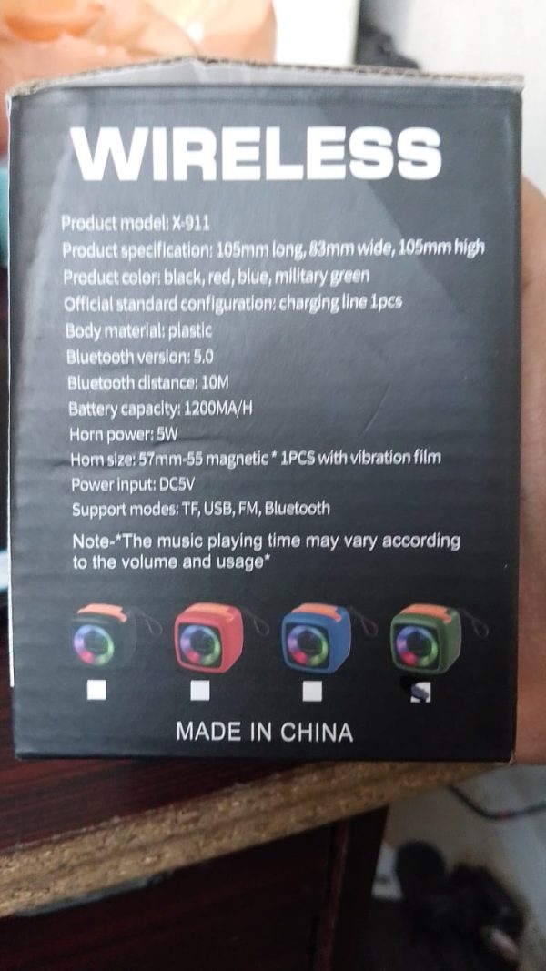 X-911 Professional Designer X-911 Speaker BT Wireless Speaker High Quality Audio Box Speaker Portable - Random Color  - Image 8