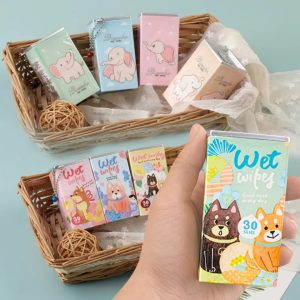 Square Shape Mini Wet Wipes Tissue, Extremely Portable Tin / 30 Wet Wipes in 1 tin  (Random Tin color & design )