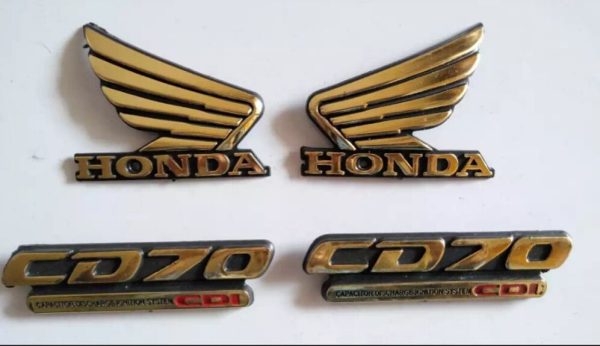 4-Piece Tenki & Tappa Monogram Set for CD70 – Universal Honda Style Badges | Best Quality Mono Set  - Image 4