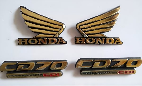4-Piece Tenki & Tappa Monogram Set for CD70 – Universal Honda Style Badges | Best Quality Mono Set  - Image 2
