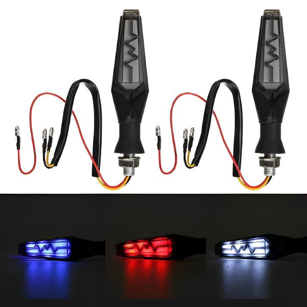 Bike Indicator HeartBeat Running Style With LAVA DRL Yellow-White/Yellow-Red/Yellow-Blue | Fancy Universal Indicator For Motorcycle | Heartbeat Indicator | Mini Fancy Indicator for Bike