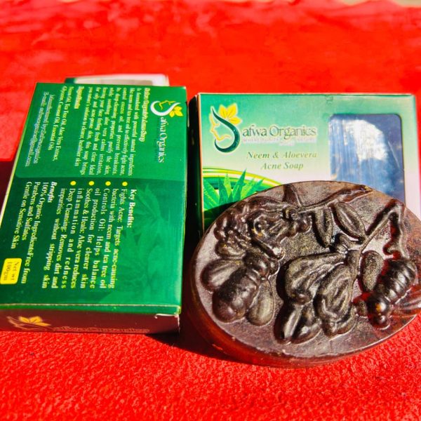 Safwa Organics Neem & Aloe Vera Handmade Soap – Acne-Fighting Natural Cleanser 100g - Image 4