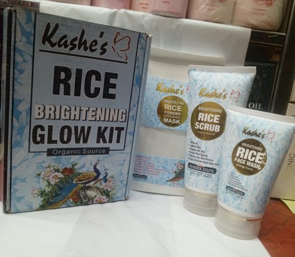 03 Pcs Kashee’s Organic Brightening Rice Skincare Kit – Natural Face Care Set with Organic Rice Extract for Radiant, Even-Toned, and Hydrated Skin - Image 2
