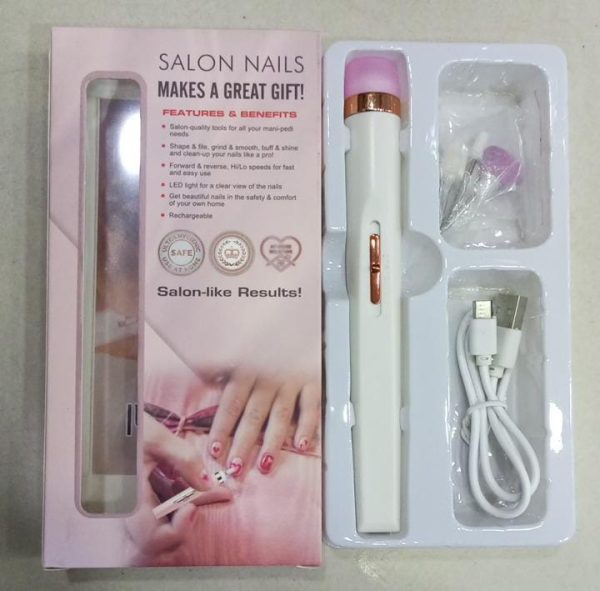 5 IN 1 Professional Manicure Nail | Salon Nail Finishing Touch | Nail Grinding, Burnishing Machine | Full Manicure and Pedicure Tool - Random Color - Image 3