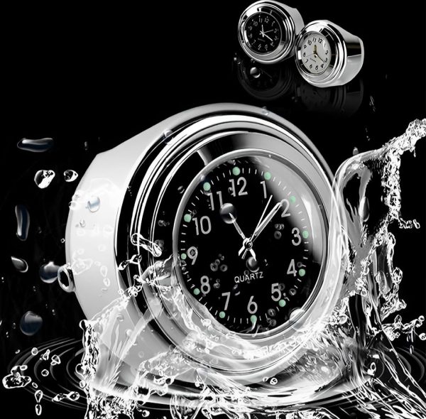 Universal Waterproof Chrome Motorcycle Handlebar Clock – Luminous Quartz Watch for Bikes | Stylish and Durable ( Silver) - Image 5