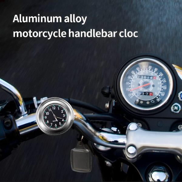 Universal Waterproof Chrome Motorcycle Handlebar Clock – Luminous Quartz Watch for Bikes | Stylish and Durable ( Silver) - Image 6