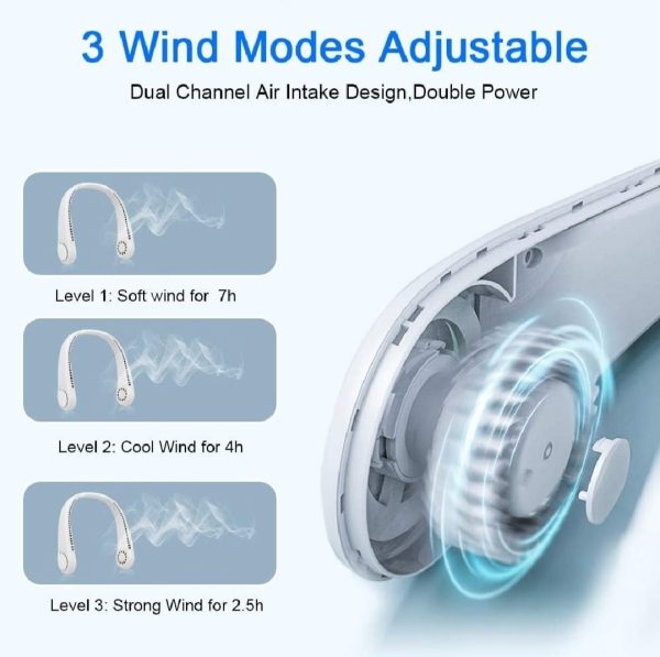 Neck Fan Portable Bladeless neck fans Portable Hanging Neck Fan Micro Cooling Strong Fan 360° Bladeless Hanging Neck Fan Rechargeable USB Mini Neck Fan for Kitchen Outdoor Travel for Summer Sports ( Random Color ) - Image 4