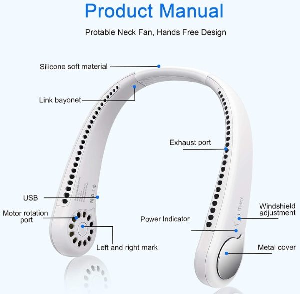Neck Fan Portable Bladeless neck fans Portable Hanging Neck Fan Micro Cooling Strong Fan 360° Bladeless Hanging Neck Fan Rechargeable USB Mini Neck Fan for Kitchen Outdoor Travel for Summer Sports ( Random Color ) - Image 5