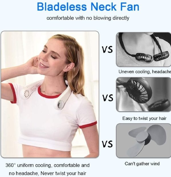 Neck Fan Portable Bladeless neck fans Portable Hanging Neck Fan Micro Cooling Strong Fan 360° Bladeless Hanging Neck Fan Rechargeable USB Mini Neck Fan for Kitchen Outdoor Travel for Summer Sports ( Random Color ) - Image 3