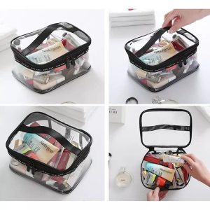 Clear Travel Makeup Bag – Waterproof, Portable, and Stylish Organizer for Cosmetics & Toiletries - Transparent Clear Cosmetic Bag, Portable Toiletry Bag, Zipper Organizer, Transparent Travel Makeup Pouch - Random Color