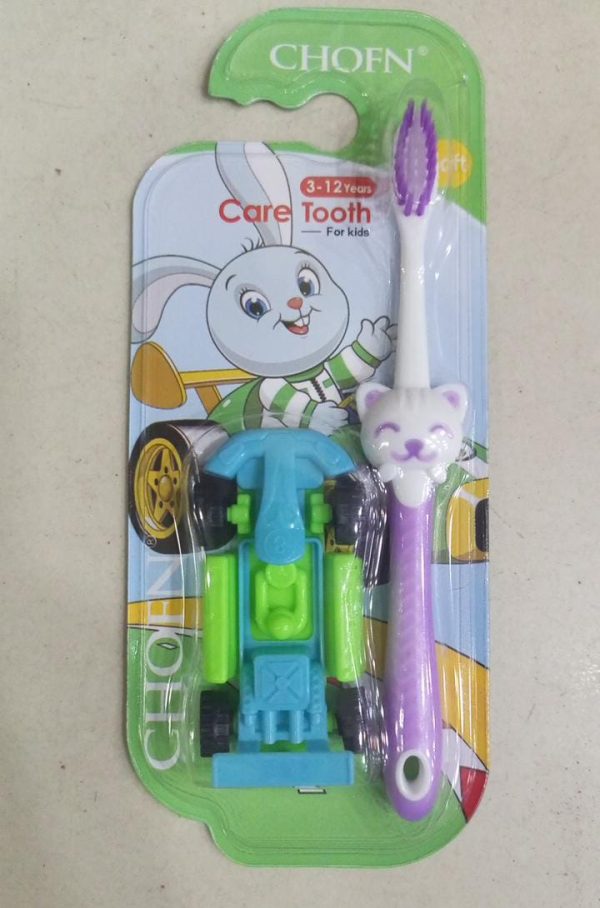 CHOFN Kids Toothbrush Set (3–12 Years) – Soft Bristles with Toy Car (Random Designs) - Image 7