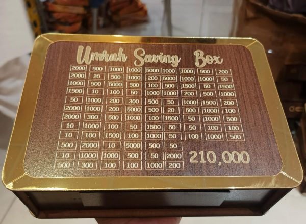 Umrah Saving Box - Box For Umrah Saving | Umrah Saving Box - Best Quality Umrah Saving Box - Umrah Saving Box Dark Brown, Wooden Money Box for Umrah - 210,000 - Image 2
