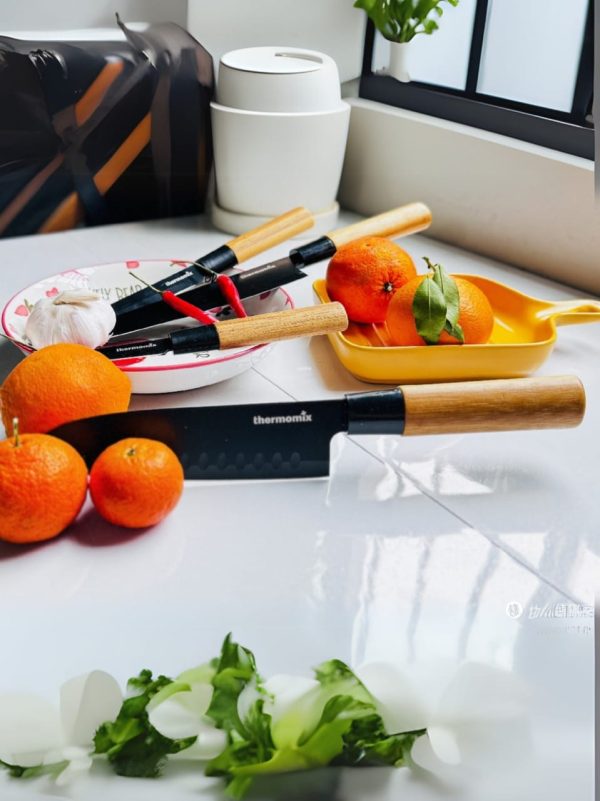 Thermomixer 4-Piece Japanese Knife Set – Self-Sharpening Blades with Wooden Handles - Image 3