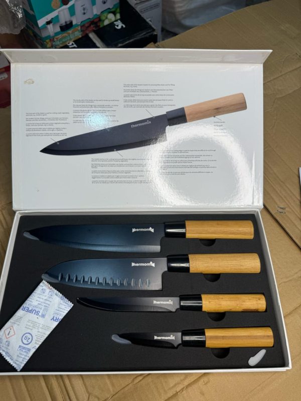 Thermomixer 4-Piece Japanese Knife Set – Self-Sharpening Blades with Wooden Handles - Image 6