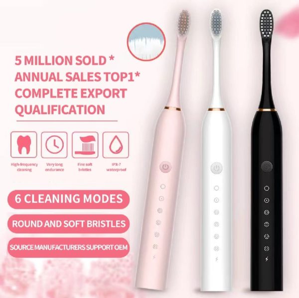 Sonic Electric Toothbrush for Adults IPX7 Waterproof DuPont Brush Head USB Rechargeable High Frequency Cleaning 6 Cleaning Modes - Image 2