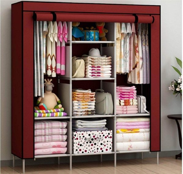 3 Door Fancy & Portable Foldable Closet Wardrobe Storage Organizer with Shelves Foe Multi Purpose - Image 2