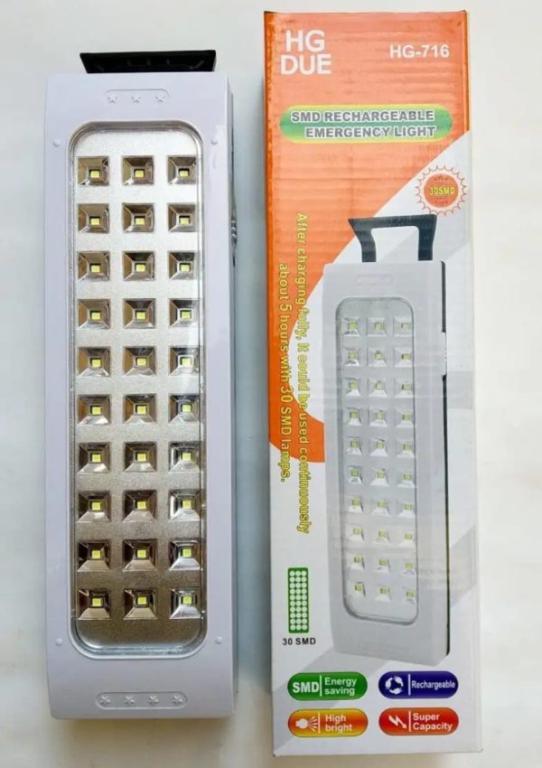 HG Rechargeable Emergency Light – 30 LEDs | Model HG-716 | 1600mAh Battery | Portable Backup Lighting Solution - Image 2
